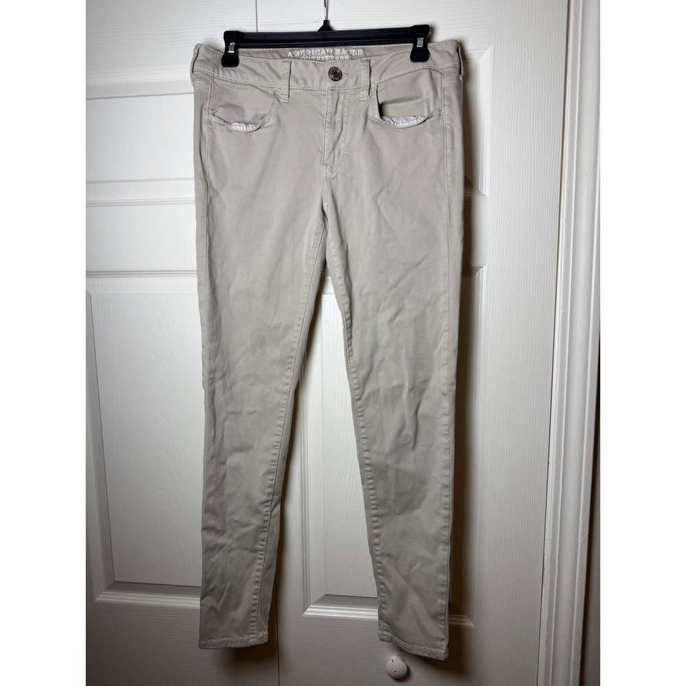 American Eagle Super Stretch Jegging Khaki Tan Twill Skinny Pants Womens 8